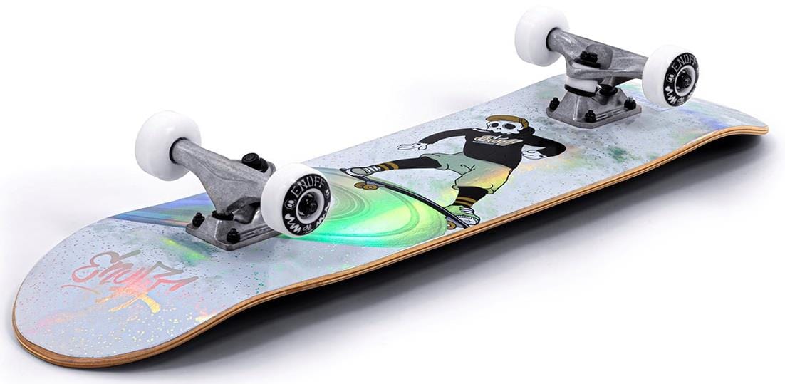 Enuff Skully Hologram White Mini Complete Skateboard - 7.25" x 29.5" - Image 4