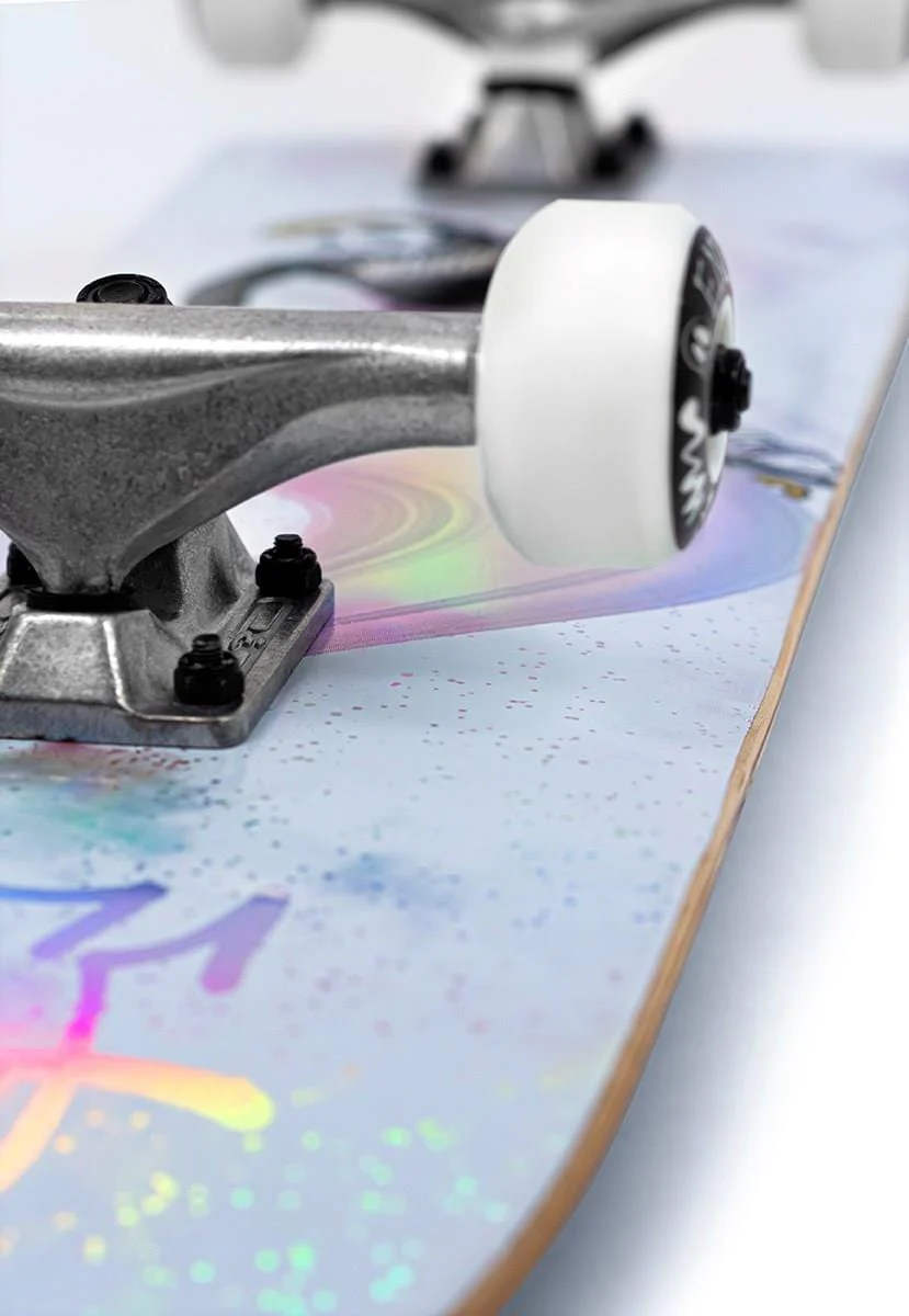 Enuff Skully Hologram White Mini Complete Skateboard - 7.25" x 29.5" - Image 6