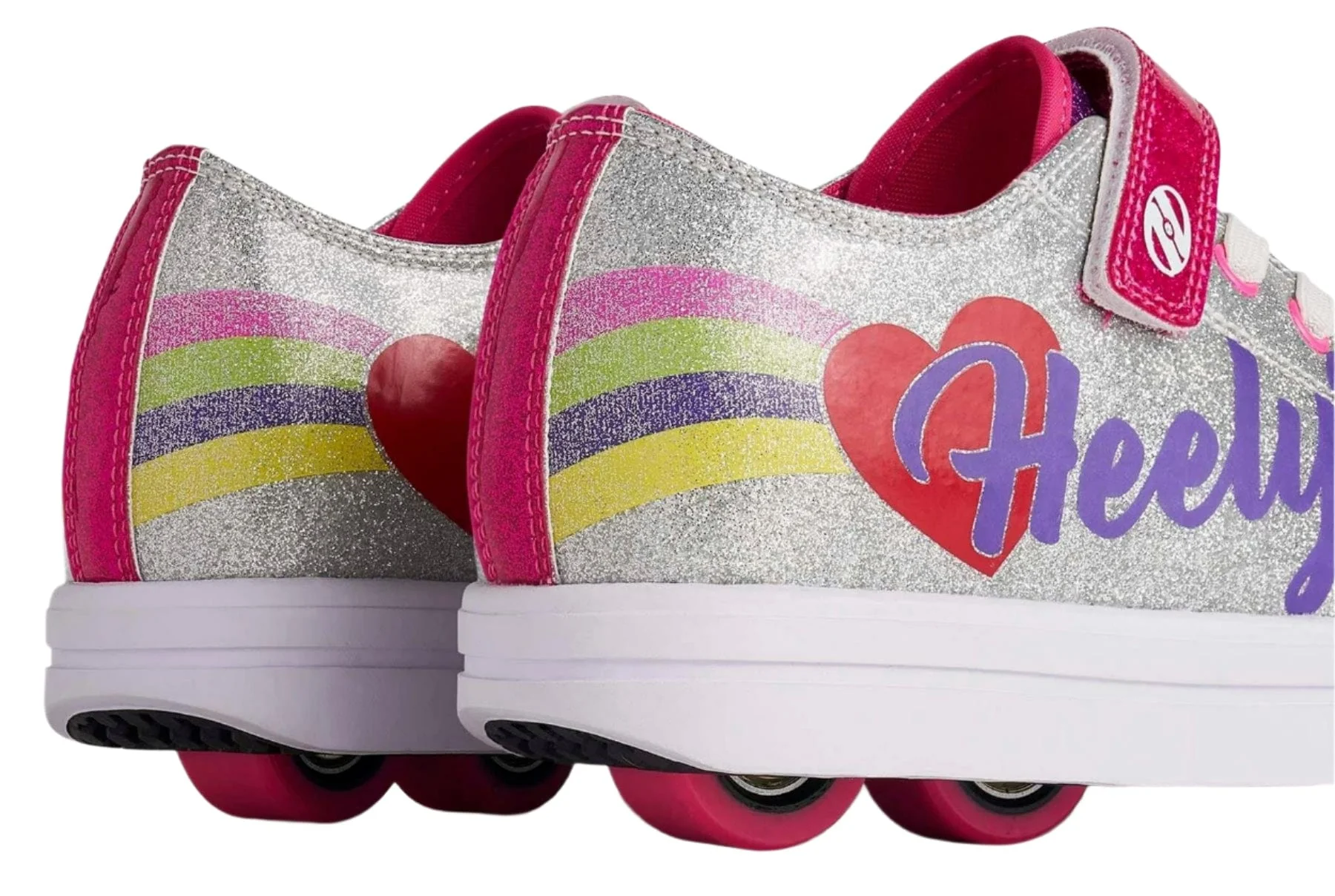 Heelys Snazzy X2 Girls Shoes - Silver / Rainbow / Heart - Image 5