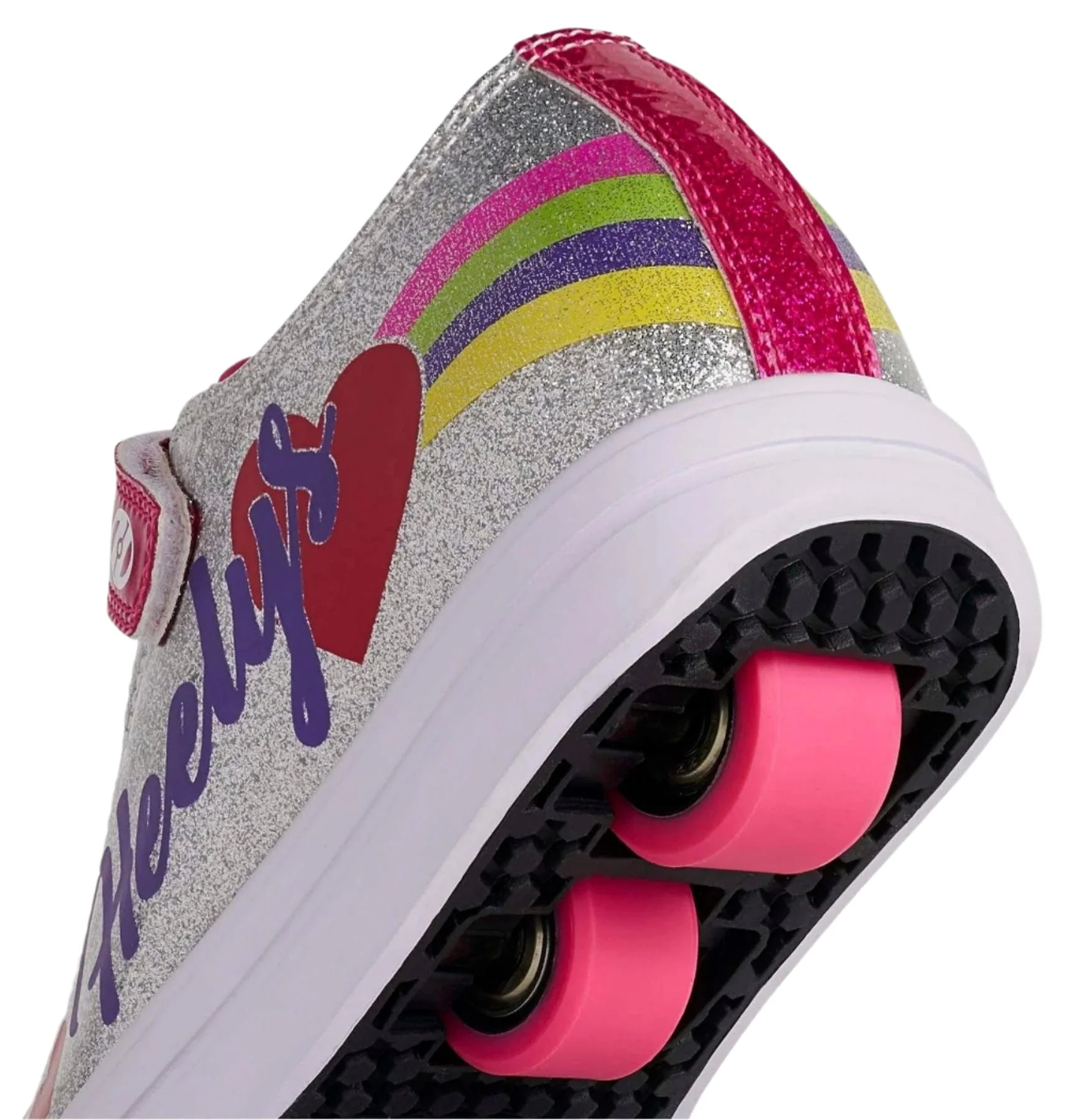 Heelys Snazzy X2 Girls Shoes - Silver / Rainbow / Heart - Image 6